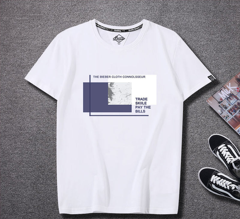 T-shirt Men\'s Fashion Short Sleeve Harajuku Cotton Loose