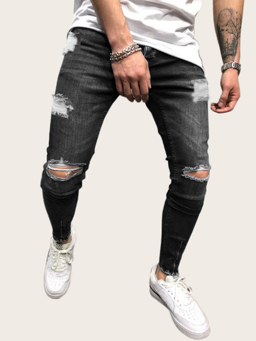 Jeans men's autumn and winter thick men's straight men's casual trousers