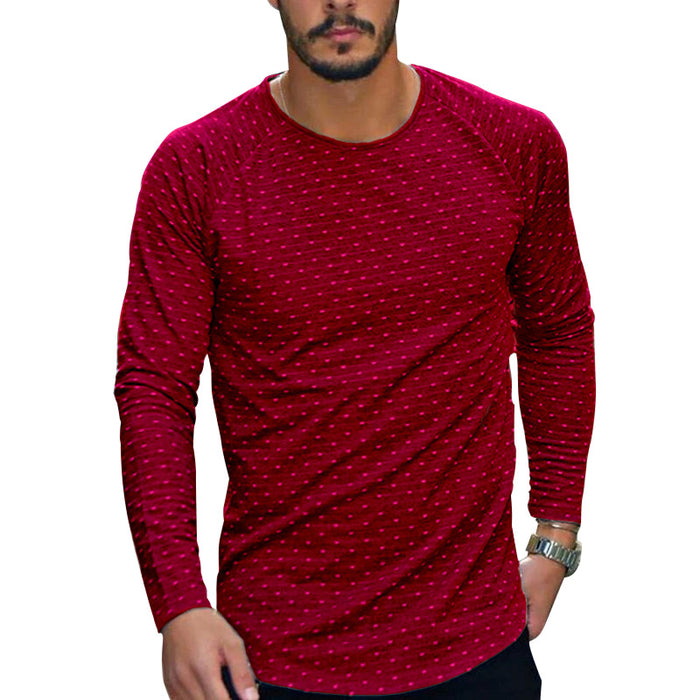 Round Neck Polka Dot Slim Long Sleeve T-shirt Men