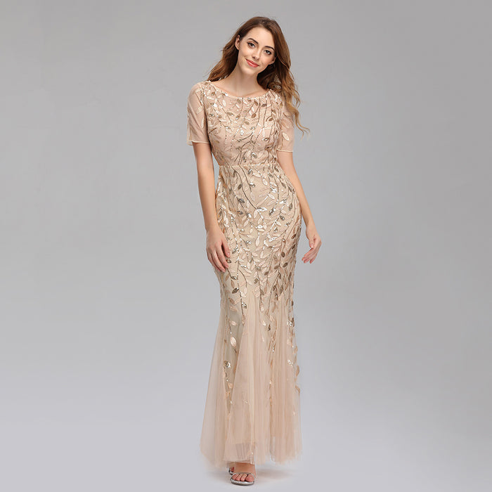 Sequined evening dress fishtail dress