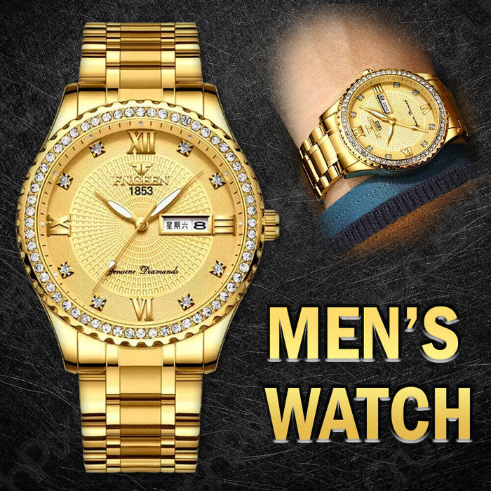 Classic Gold Men Quartz Watch Relojes De Hombre Stainless Steel Business Watches