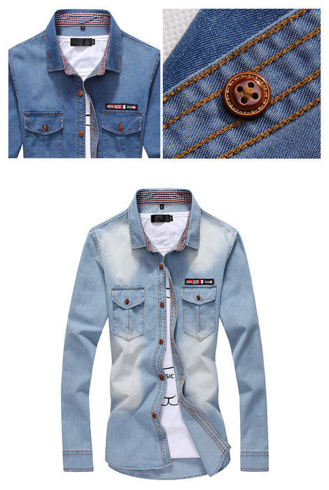 Youth Tricolor Denim Shirt Large Men