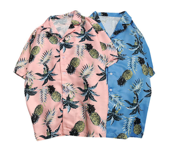 Hawaii Style Full Printing Turn-down Collar Men's Shirt Short Sleeve 2021 Summer Casual Shirts Men