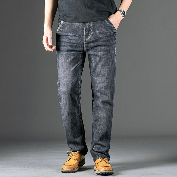 Men's jeans add fertilizer to increase loose straight stretch