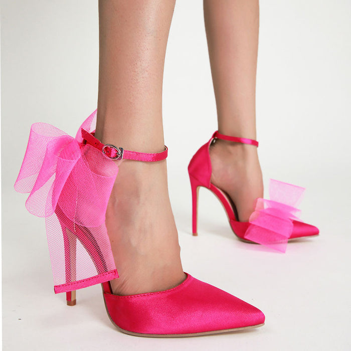 Plus Size Bow Stiletto Pointed Toe Pumps