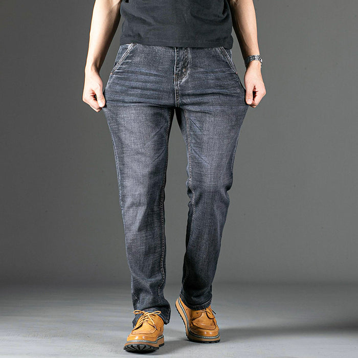 Men's jeans add fertilizer to increase loose straight stretch