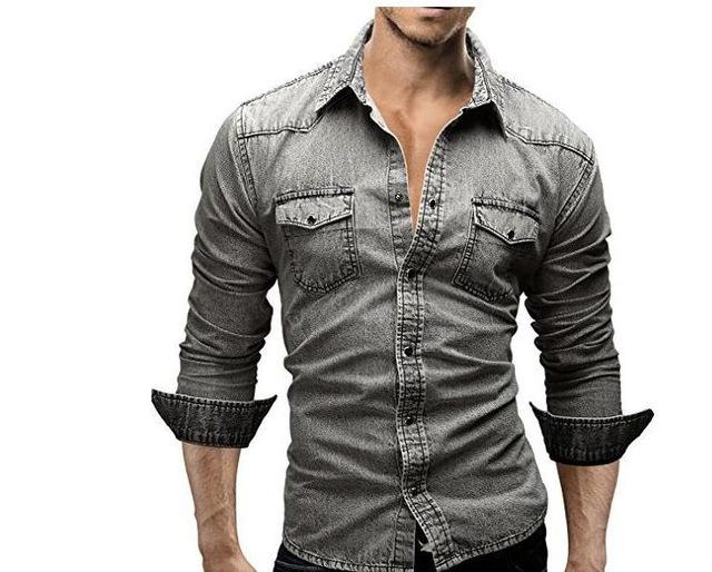 Männer Hemd Marke Männlich Langarm Shirts Casual Solide Slim Fit 