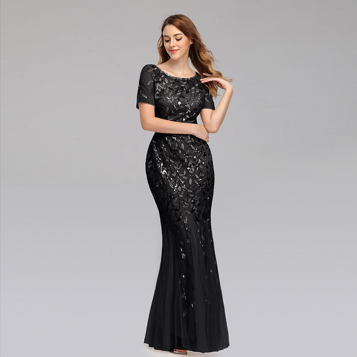 Sequined evening dress fishtail dress