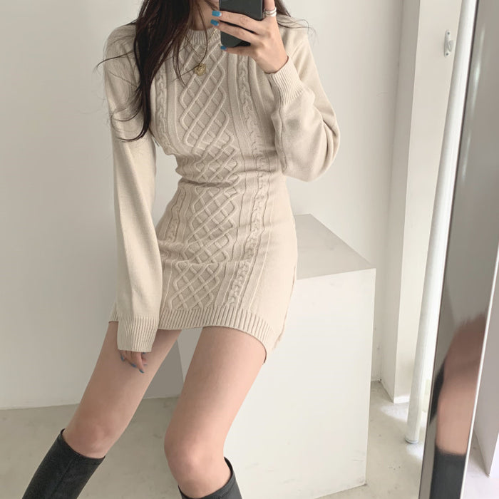 Ladies Knitted Slim Back Base Sweater Dress