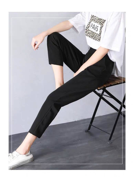 Women's Fleece-lined  Autumn And Winter New Loose Fat Baggy Pants Cropped Pants Harem Pants Sports Pants