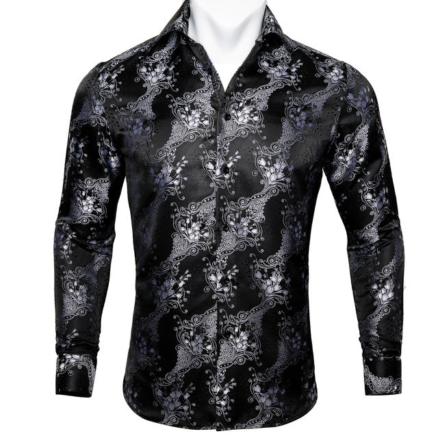 Männer Herbst Langarm Casual Blumen Shirts Für Männer Designer Fit Kleid Hemd BCY-05