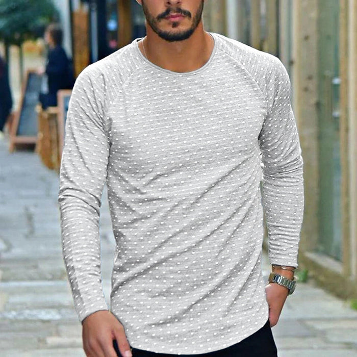 Round Neck Polka Dot Slim Long Sleeve T-shirt Men