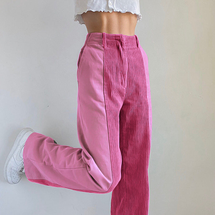 Women's Straight Leg Pants Loose Colorblock Casual Pants