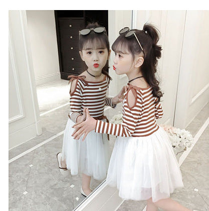 Girls summer dresses fashion strapless mesh skirt