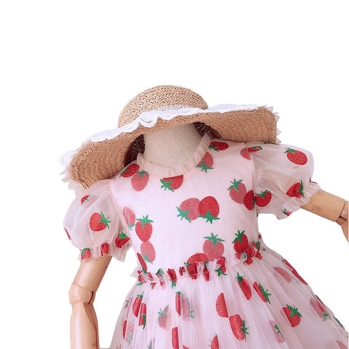 Kids Clothes Girls Summer Dress Children Clothes Puff Sleeve