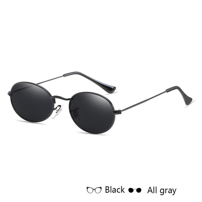 Fashion Women Sunglasses 2021 Famous Oval Sun Glasses Luxury Brand Metal Round Frames Black Small Cheap Eyewear