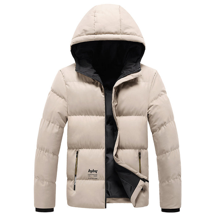 Cotton men's winter youth hooded jacket men thicken