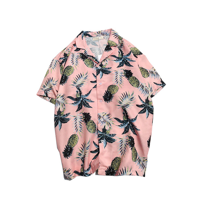 Hawaii Style Full Printing Turn-down Collar Men's Shirt Short Sleeve 2021 Summer Casual Shirts Men