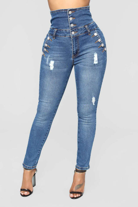 Ripped Loch Mode Jeans Frauen Hohe Taille dünne Bleistift Denim Hosen Elastische Stretch Stickerei sexy Jeans Frauen High Street