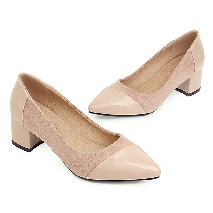 Block heel mid-heel pointed pumps