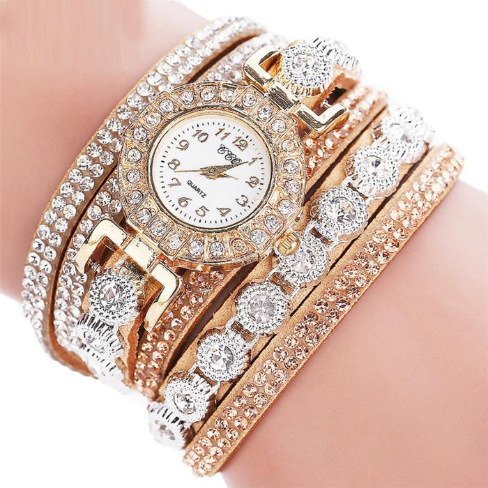 Relogio masculino Frauen Quarz Frauen PU Leder Strass Uhr Armband Uhren