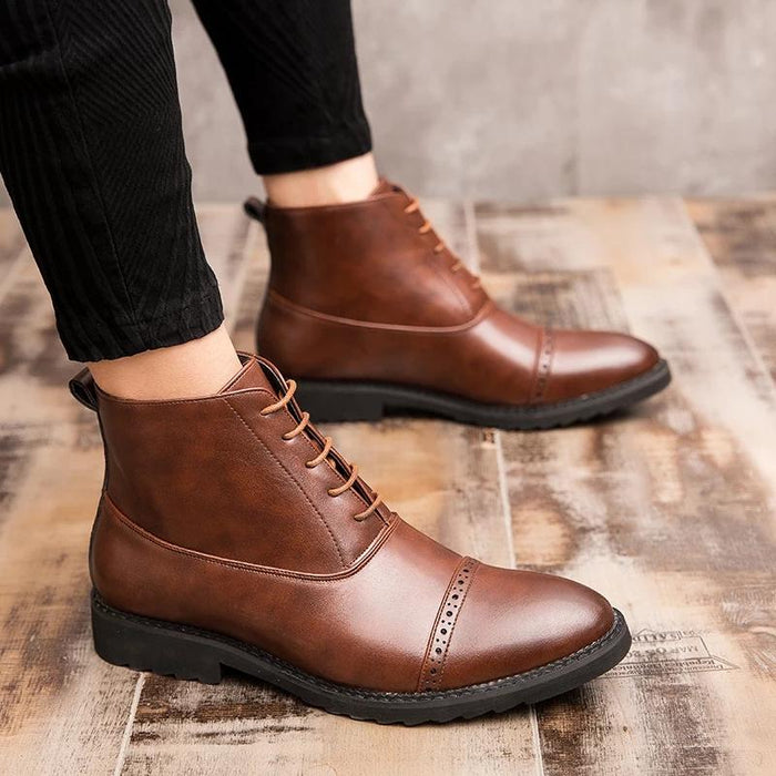 Retro Casual Fashion Business Leather Boots Men