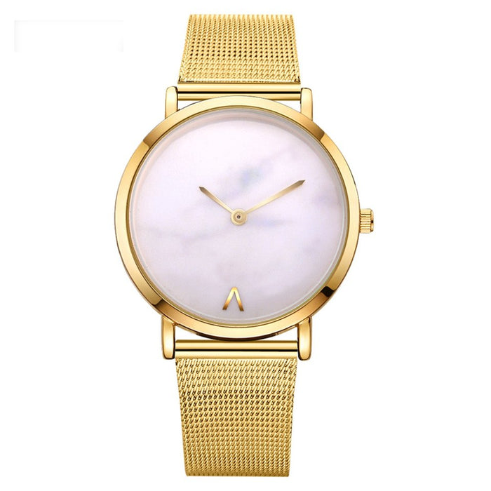 Vansvar Modemarke Silber und Gold Mesh Band kreative Marmor Armbanduhr lässig Frauen Quarzuhren Geschenk relogio feminino