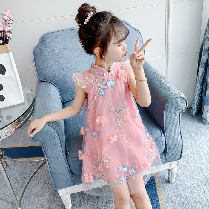 Girls' New Summer Dresses In The Big Children's Cheongsam