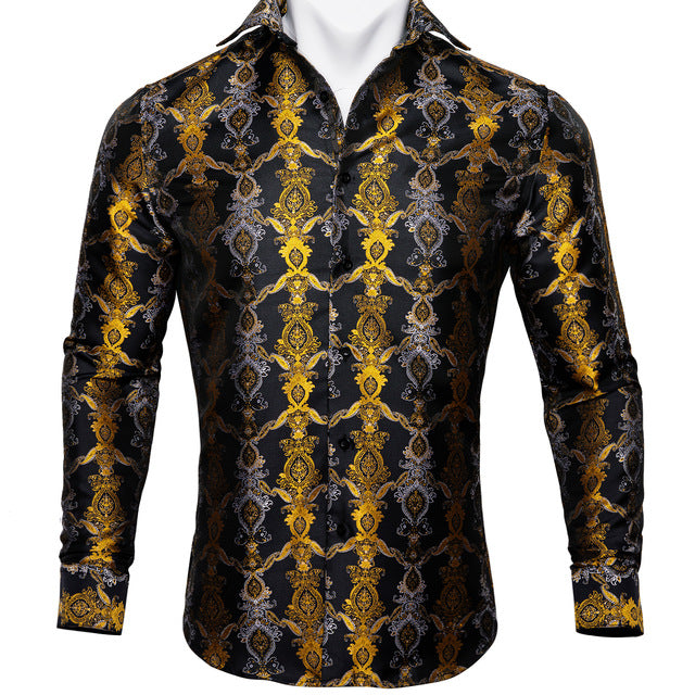 Männer Herbst Langarm Casual Blumen Shirts Für Männer Designer Fit Kleid Hemd BCY-05