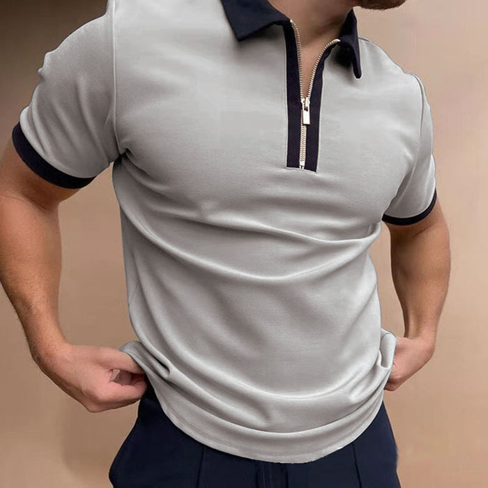 POLO Polo Shirt Zipper Check Men's T-shirt