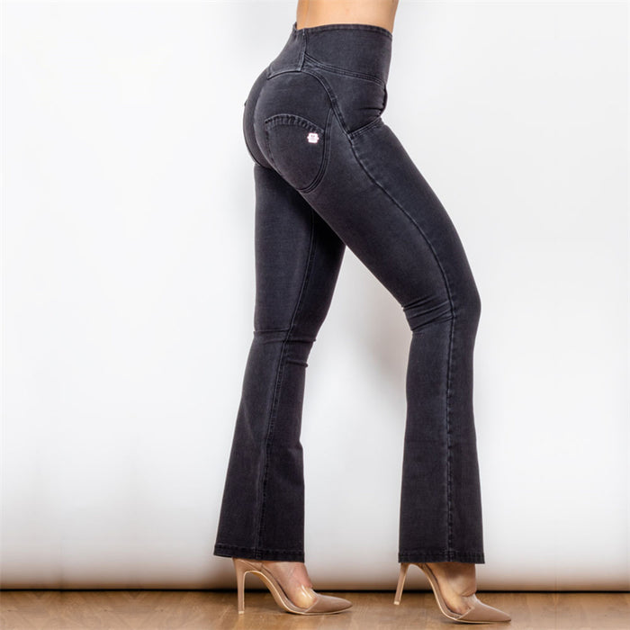 High Waist Black Flared Skinny Women's Stretch Jeans