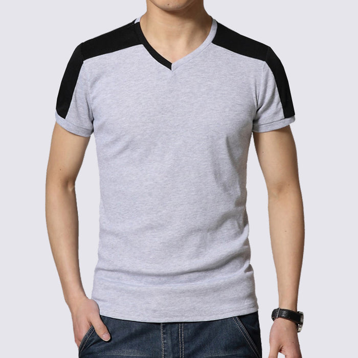 Cotton men's short-sleeved stitching T-shirt for men