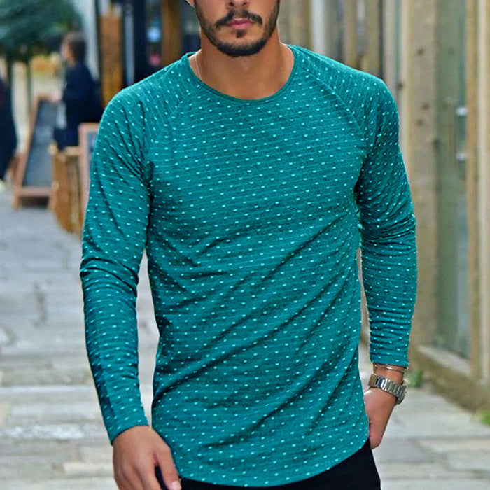 Round Neck Polka Dot Slim Long Sleeve T-shirt Men