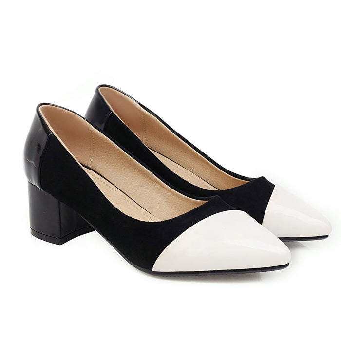 Block heel mid-heel pointed pumps