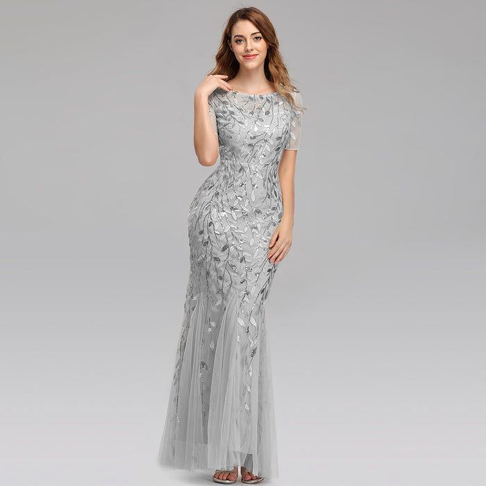 Sequined evening dress fishtail dress