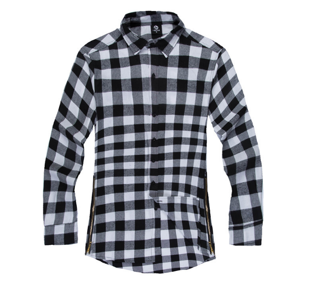 Mens Fashion Hip Hop Shirts Streetwear Urban Kleidung Hiphop Männer Kleidung Plaid Zipper Shirt