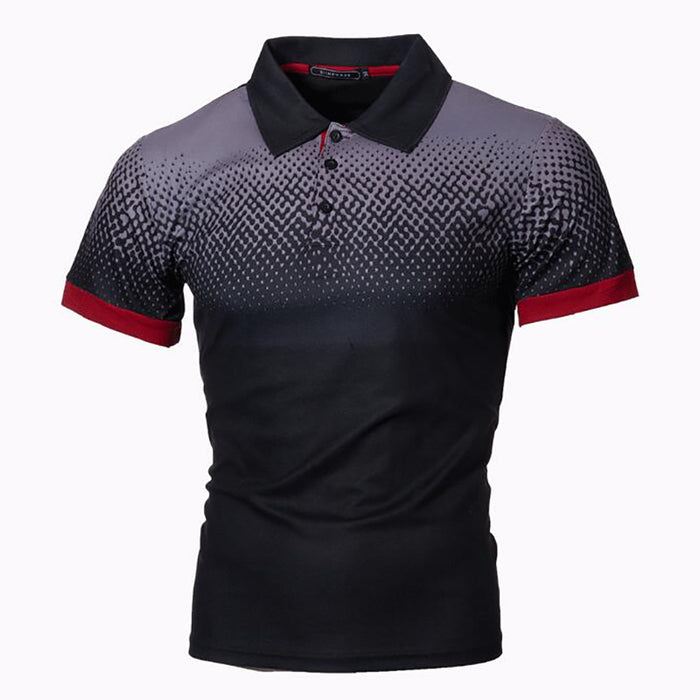 Men's gradient 3D printed polo T-shirt