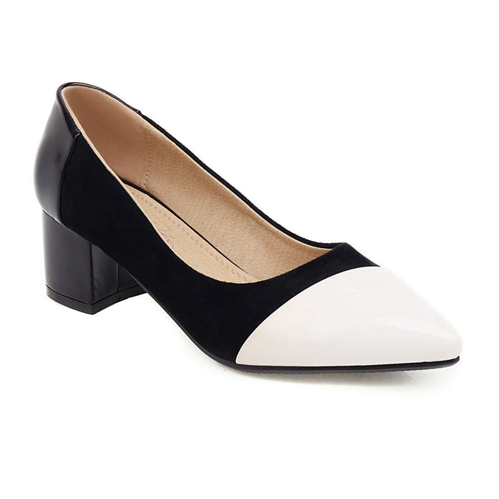 Block heel mid-heel pointed pumps