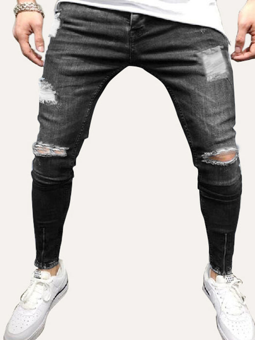 Jeans men's autumn and winter thick men's straight men's casual trousers