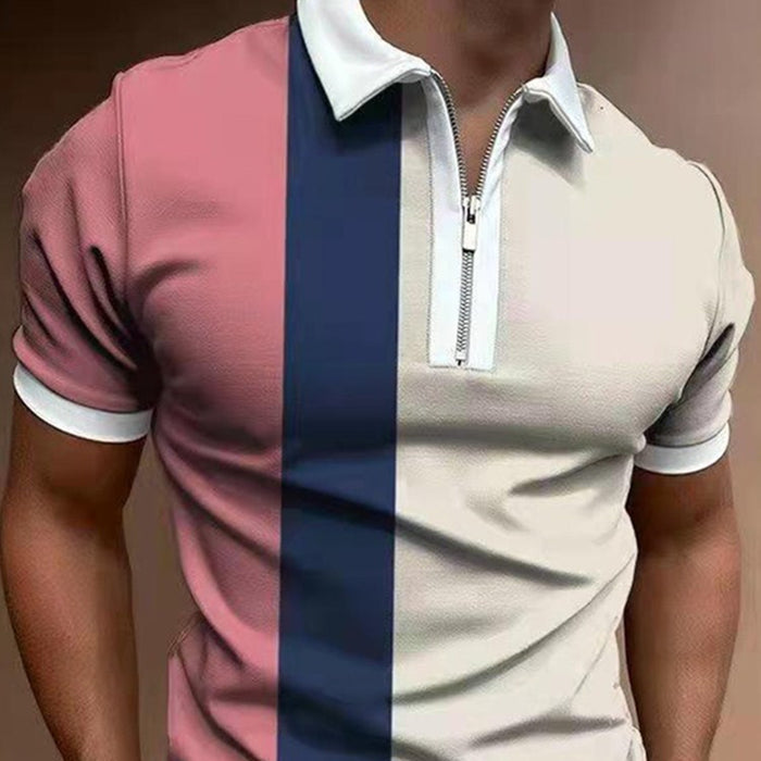 Multicolor Men's POLO Shirt Printed Short Sleeve