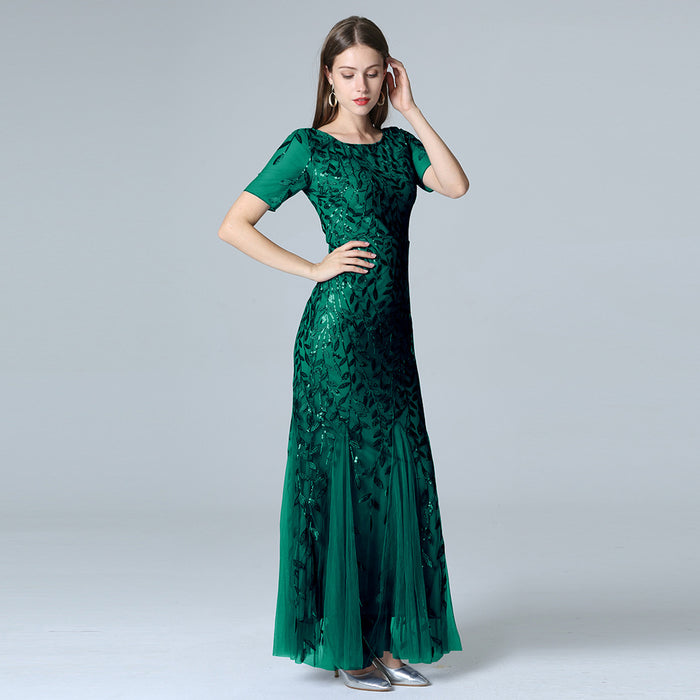 Sequined evening dress fishtail dress