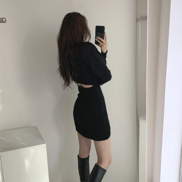 Ladies Knitted Slim Back Base Sweater Dress