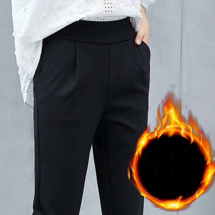 Women's Fleece-lined  Autumn And Winter New Loose Fat Baggy Pants Cropped Pants Harem Pants Sports Pants