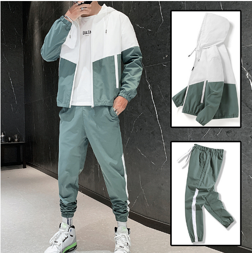 Patchwork Hip Hop Casual Men's Sets 2022 Korean Style 2 Piece Sets Clothes Men Streetwear Fitness Male Tracksuit