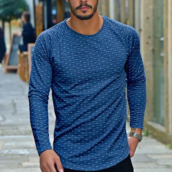 Round Neck Polka Dot Slim Long Sleeve T-shirt Men