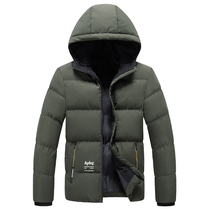 Cotton men's winter youth hooded jacket men thicken