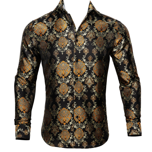 Männer Herbst Langarm Casual Blumen Shirts Für Männer Designer Fit Kleid Hemd BCY-05