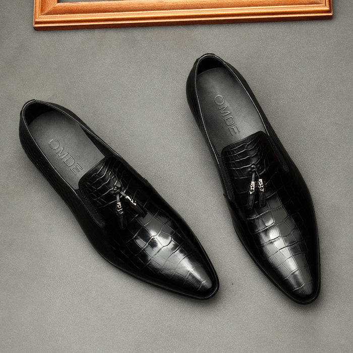 Formal Men Business Dress Pointed Toe Shoes Genuine Leather Mens