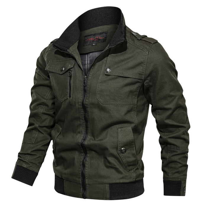 Solid color jacket stand collar jacket men