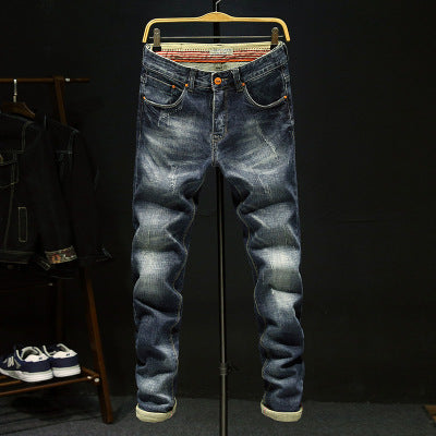 Men's jeans men's autumn 2021 new style SLIM STRAIGHT youth casual pants, Korean stretch men pants tide